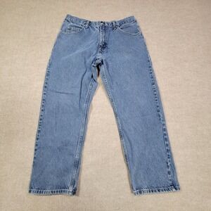 Wrangler Jeans‎ Mens 34x28 Blue Straight Carpenter Denim Medium Wash Casual